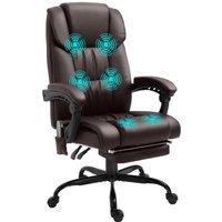 VOGREX Brown PU Massage Office Chair Height Adjustable in Dark Brown