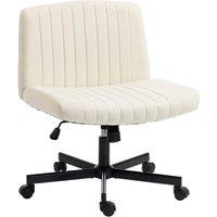 VOGREX Cream Desk Chair Wide Seat Thick Padding Rock Function
