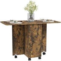 VOGREX Rustic Brown Drop Leaf Folding Dining Table On Wheels Seats 4-6
