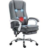 VOGREX Grey Heated Massage Reclining Office Chair with Footrest