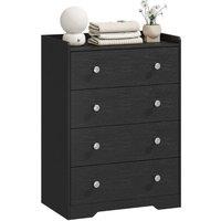 VOGREX Black Wood Effect 4 Drawer Chest Storage Cabinet