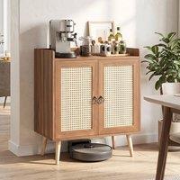 VOGREX Rattan 2 Door Sideboard Bar Cabinet Adjustable Shelf in Brown