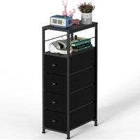 VOGREX 4-Tier Slim Fabric Drawer Dresser Home Storage Organiser in Black
