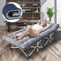 KORVIXA Single Person Wide Folding Camping Cot in Grey