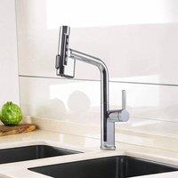 KORVIXA Modern Mono Pull Out Kitchen Mixer Tap in Silver | Size: 1000mm 10000mm
