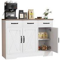 NESTLUNE Kitchen Cabinet with 3 Drawers & 3 Doors Wooden in White | Size: 100 cm x 15 cm