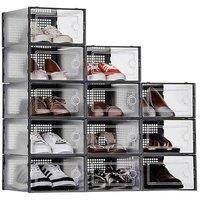 NESTLUNE 12x Stackable Foldable Boxes Durable Plastic Shoe in Clear