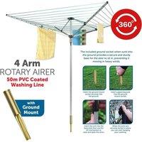 KORVIXA 4 Arm Rotary Airer Outdoor in Grey | Size: 0.6m2