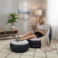 KORVIXA Deluxe Inflatable Sofa Lounger in Grey | Size: 100 cm