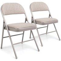 KORVIXA 2 xMetal Folding Chair High Back in Beige | Size: 100 cm