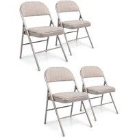 KORVIXA 4 xMetal Folding Chair High Back in Beige | Size: 100 cm