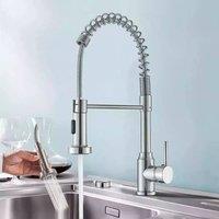 KORVIXA Monobloc Pull Out Kitchen Mixer Tap in Silver | Size: 1000mm 2000mm