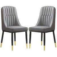 KORVIXA Set of 2 Grey Faux Leather Dining Chairs | Size: 0.6m2