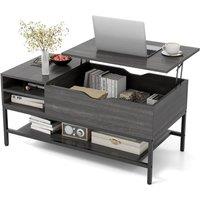 VOGREX Grey Lift Top Coffee Table with Storage Shelf Living Room