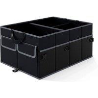VOGREX Black 48L Collapsible Car Trunk Storage Box with Divider Organizer