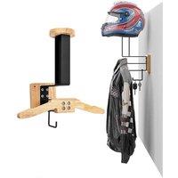 VOGREX Wooden Wall Mount Motorcycle Helmet Storage Rack in Black