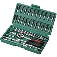 VOGREX 46 Set Green Box Ratchet Socket Bit Set 1/2 1/4 3/8 Car Repair Toolbox
