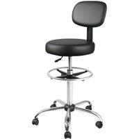 Kelvenix Ergonomic Faux Leather Upholstered Rolling Stool Drafting Chair in Black | Size: 140 cm x 100 cm