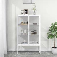 Berkfield Home Highboard White 80x35x135 cm Steel & Tempered Glass | Size: 80 x 35 x 135 cm