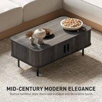 STILVORA Coffee Table with Sliding Tambour Doors Grey 100cm