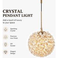 INMTFEI Gold Crystal Pendant Light K9 Glass Ball Hanging Lamp G9 Fixture