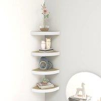 Berkfield Home Wall Corner Shelves 4 pcs Oak & White 25x25x3.8 cm MDF in Brown