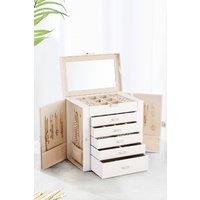 SHEONLY Women's Large Jewellery Box with Drawers & Mirror in White