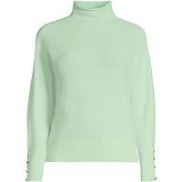 Lands' End Women's Petite Soft Touch Button Cuff Jumper in Pale Green | Size: 10-12