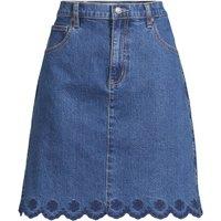 Lands' End Women's Soft Denim Skirt With Embroidered Hem in Dark Blue | Size: 14-16
