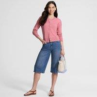 Lands' End Women's Fine Gauge Cropped Cotton Cardigan in Rose | Size: XS