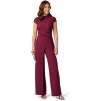 Adrianna Papell Women's Combo Crepe Jumpsuit in Wine | Size: 12