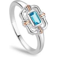Clogau Women's Royal Sterling Silver Gateways Ring with Swiss Blue Topaz in Metallics | Size: O