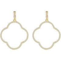 Latelita Women's Open Clover Large Drop Earrings White Cz Gold