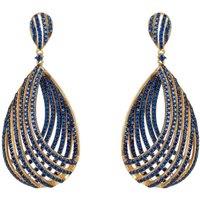 Latelita Women's Vortex Teardrop Earring Sapphire Blue Cz Gold