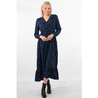Sarta Women's Blue Zebra & Star Print Maxi Dress with Shirring | Size: 8-10