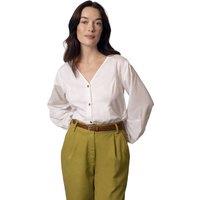 Celtic & Co Women's V-Neck Button Blouse in Warm White | Size: 18