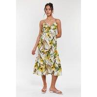 South Beach Women's Strappy Dress with Channel Detail & Frill Skirt in Green | Size: 14