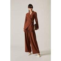 James Lakeland Women's Rust Side Sash Blazer in Brown | Size: 12