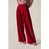 James Lakeland Women's Burgundy Wide Leg Suit Trousers | Size: 8