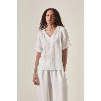 James Lakeland Women's White Pure Linen Summer Blouse | Size: 18