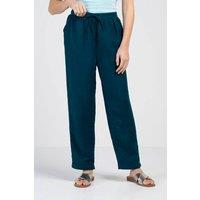 Kettlewell Women's Tapered Linen Blend Trousers in Mid Navy | Size: 16