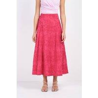 Kettlewell Women's Embroidered Cotton A-Line Skirt in Fuchsia | Size: 8
