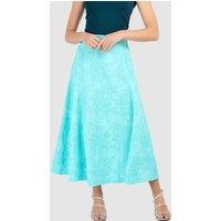 Kettlewell Women's Embroidered Cotton A-Line Skirt in Bright Blue | Size: 12