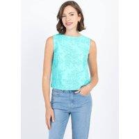 Kettlewell Women's Embroidered Sleeveless Shell Top in Aqua | Size: 8