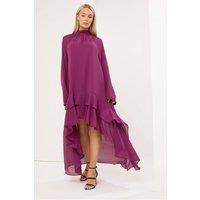 Star by Julien Macdonald Women's Dipped Hem Maxi Dress in Purple | Size: 14