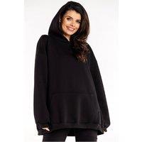 Love Lace Women's Oversize Kangaroo Pocket Sweatshirt in Black