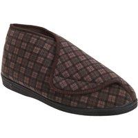 Comfylux Men's James Check Boot Slippers in Brown | Size: 10
