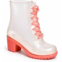 Spot On Women's Lace Up Block Heel Ankle Boots in Bright Pink | Size: 7