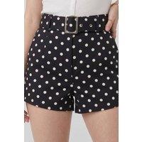 STYLEWISE Women's Polka Dot Belted Shorts - Elasticated Waist in Black | Size: 10