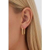 Serla Women's Gold Plated Oval Hoop Earrings